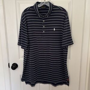 Ralph Lauren Polo Golf Men's Polo Men's Blue Stripe Polo Stretch Lisle